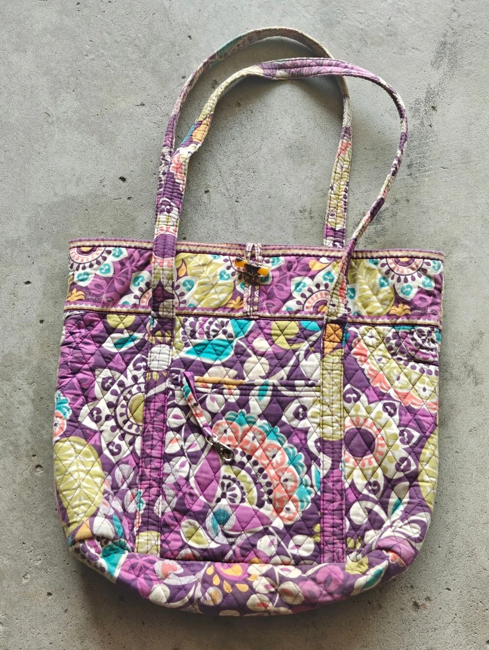 Quilted Cotton Tote Bag Vera Bradley Purple Paisley & floral Plum Crazy Pattern